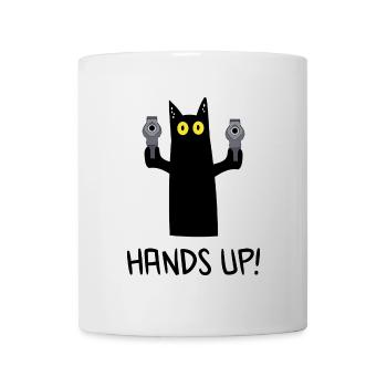 Schwarze Katze Hände hoch! - Tasse - Weiß - Vorne