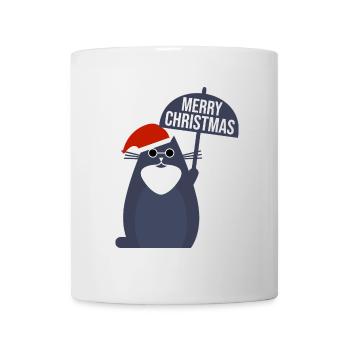 Merry Christmas Katze - Tasse - Weiß - Vorne
