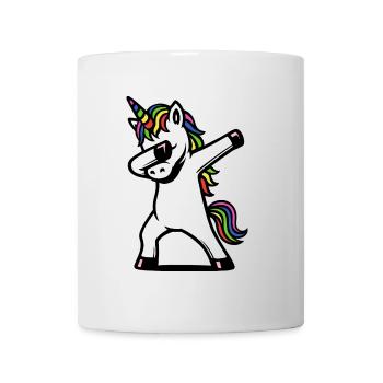Einhorn dabbing - Regenbogen Farben - Geschenk - Tasse - Weiß - Vorne