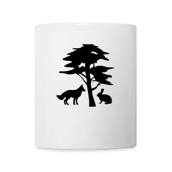 Fuchs, Hase unter Baum - Tasse - Weiß - Vorne