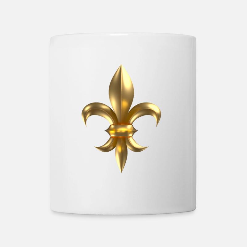 Fleur de Lys / Fleur de Lis 3D Gold Look - Mug - white