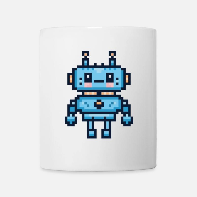 Pixel-Art-Roboter - Tasse - Weiß