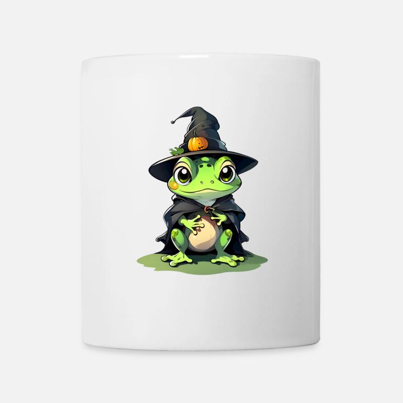 Mignonne grenouille d’Halloween avec chapeau de sorcière. - Mug blanc - blanc