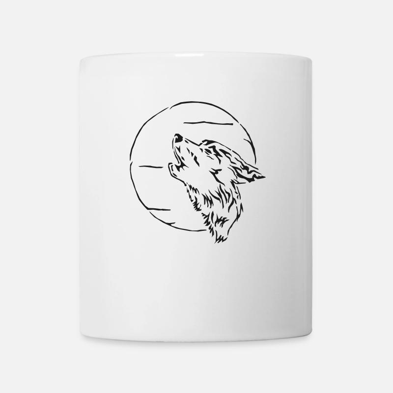 Wolf heult den Mond an personalisierbar - Tasse - Weiß