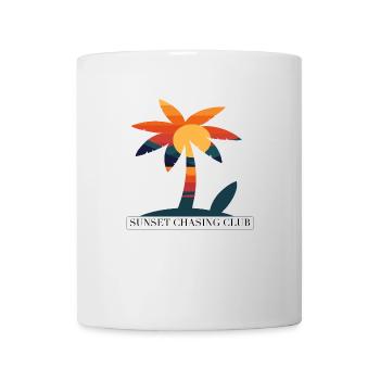 Tropisches T-Shirt: Palme und Sonnenuntergang - Tasse - Weiß - Vorne