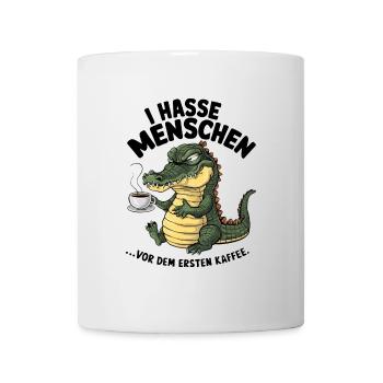 Erst Kaffee grantiges Krokodil mit Kaffeetasse - Tasse - Weiß - Vorne