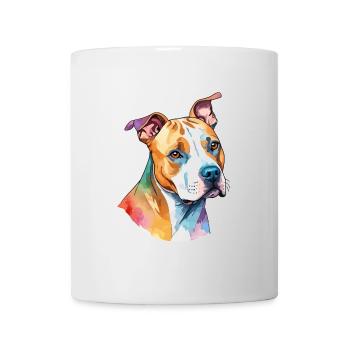 American Staffordshire Terrier Wasserfarben - Tasse - Weiß - Vorne