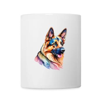 Deutscher Schäferhund Wasserfarben - Tasse - Weiß - Vorne