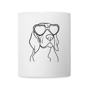 Beagle – Illustration: Hund mit Sonnenbrille - Tasse - Weiß - Vorne