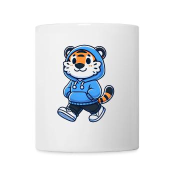 Mascotte de tigre cool en sweat à capuche bleu - Mug blanc - blanc - Devant