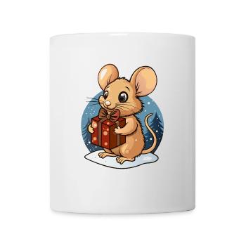 Cute mouse with gift at Christmas - Mug - white - Front