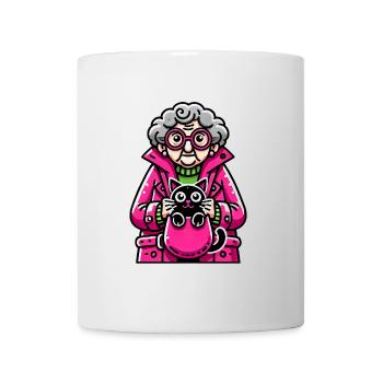 Lustige ältere Frau mit Katzendesign - Tasse - Weiß - Vorne