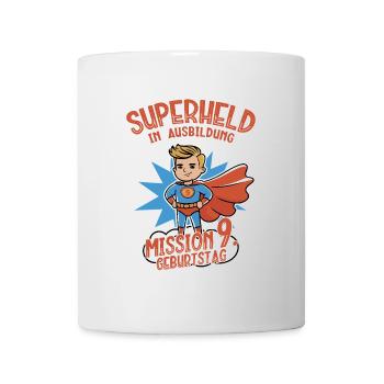 Superheld in Ausbildung 9. Geburtstag Junge blond - Tasse - Weiß - Vorne