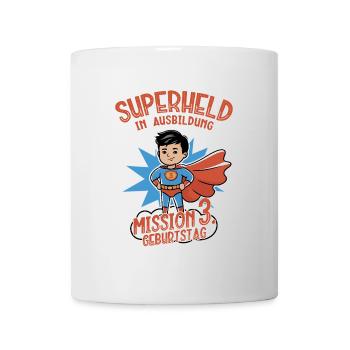 Superheld 3. Geburtstag Junge schwarze Haare - Tasse - Weiß - Vorne
