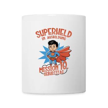 Superheld 10. Geburtstag Junge schwarze Haare - Tasse - Weiß - Vorne