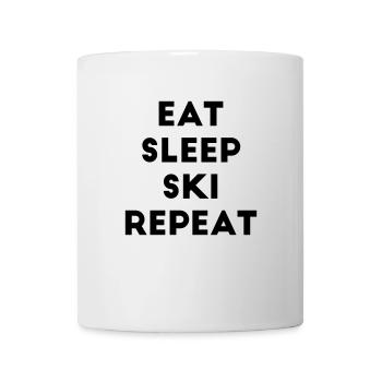 Eat sleep ski repeat Skifahren Skifahrer Spruch - Tasse - Weiß - Vorne