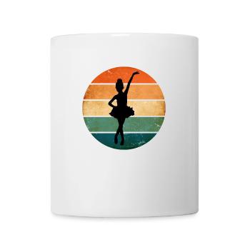Ballerina Tanzt Vor Retro Sonnenuntergang - Tasse - Weiß - Vorne
