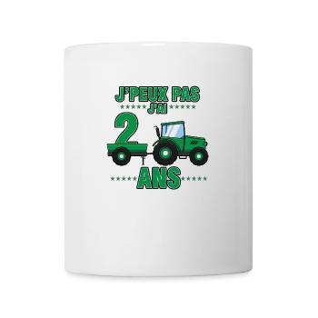 Enfant Tracteur Cadeau 2 ans Anniversaire ferme - Mug blanc - blanc - Devant