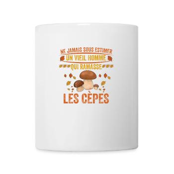un vieil homme qui ramasse les cèpes Cadeau cèpes - Mug blanc - blanc - Devant