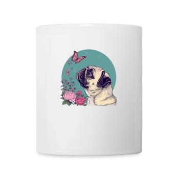 Mops und Schmetterling - Tasse - Weiß - Vorne