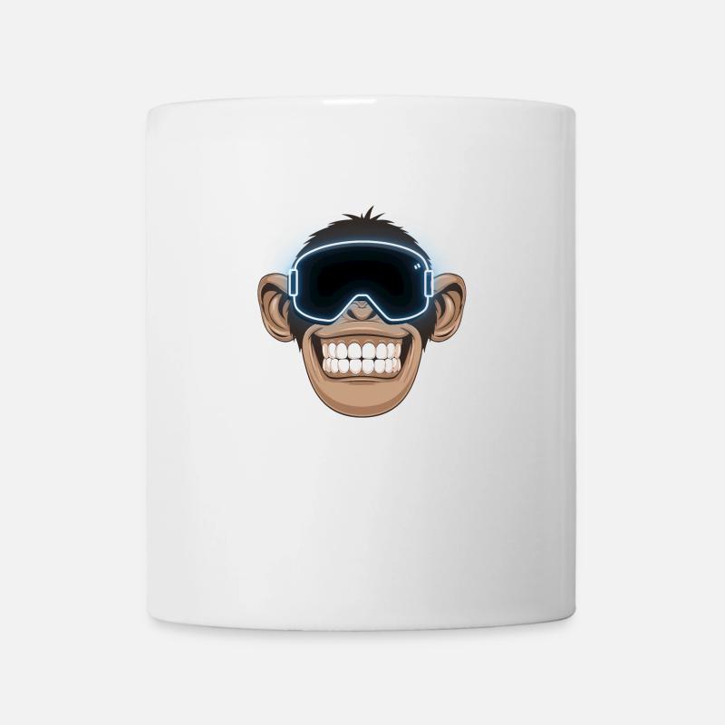 Singe avec lunettes de ski - Mug blanc - blanc