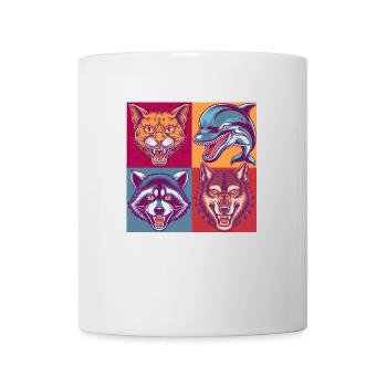Pop-art Tiere Cat Delphin Wolf Waschbär Halloween - Tasse - Weiß - Vorne