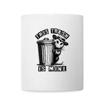Trash possum with hat looking out of the garbage can - Mug - white - Front