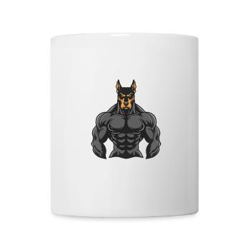 Doberman Dog Muscles Bodybuilding - Mug - white - Front