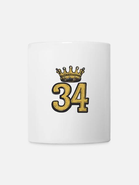 34 Zahl Krone - Tasse - Weiß