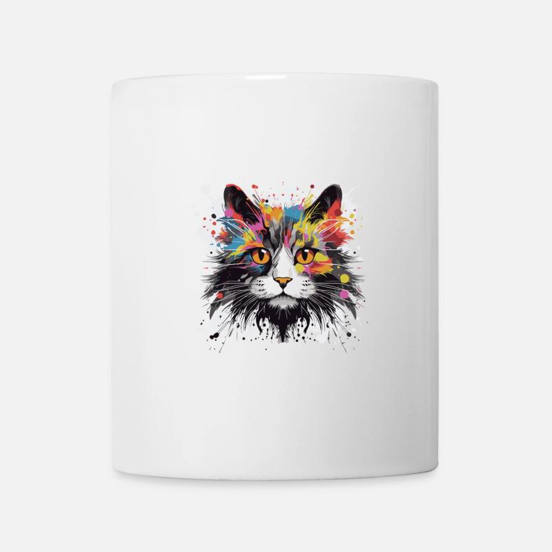 Katze Symbol Tier Pop Art Kopf - Tasse - Weiß