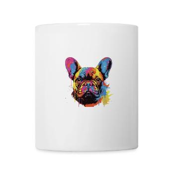 Französische Bulldogge Hund Kopf Porträt - Tasse - Weiß - Vorne
