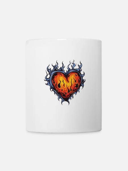 Herz Flamme - Tasse - Weiß