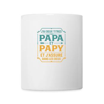 Deux Papa J'Ai et Papy Titres Grand Père - Mug blanc - blanc - Devant