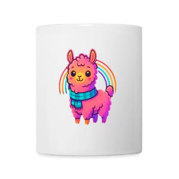 Süßes Kleines Lama Design | Comic Neon Tiermotiv - Tasse - Weiß - Vorne