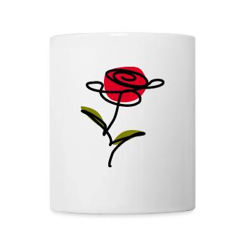 Blume rot one line art Geschenk Muttertag - Tasse - Weiß - Vorne