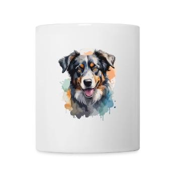 Australian Shepherd Hund Coole Farbexplosion - Tasse - Weiß - Vorne