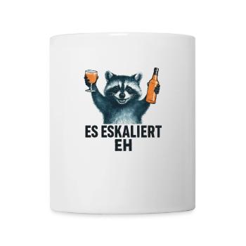 Waschbär Party Spruch Es Eskaliert Eh Lustig - Tasse - Weiß - Vorne