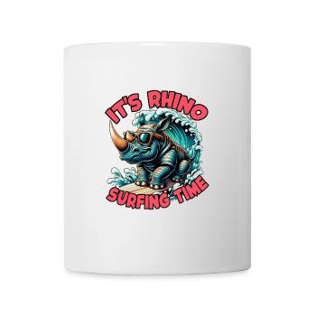 Cooles Rhino mit Sonnenbrille surft und hat Spass - Tasse - Weiß - Vorne