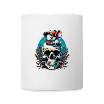Skull mit lustiger Maus mit Basecap und Football - Tasse - Weiß - Vorne