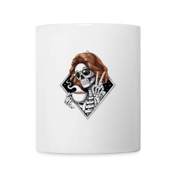 Skelett Hippie Kaffee trinkend - Tasse - Weiß - Vorne