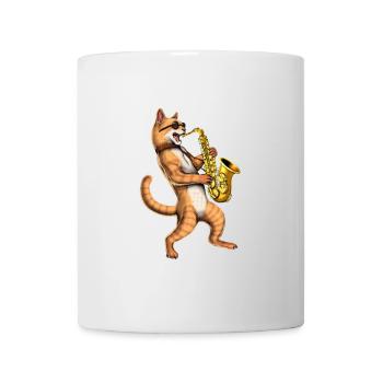 Chat Saxophoniste - Mug blanc - blanc - Devant