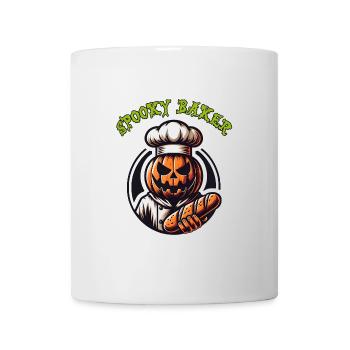 Citrouille d’Halloween avec chapeau de boulanger et pain - Mug blanc - blanc - Devant