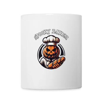 Citrouille d’Halloween avec chapeau de boulanger et pain - Mug blanc - blanc - Devant