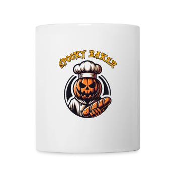 Citrouille d’Halloween avec chapeau de boulanger et pain - Mug blanc - blanc - Devant