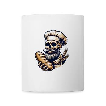 Skull mit Bäckermütze und Brot - Tasse - Weiß - Vorne