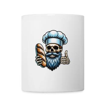 Skull mit Bäckermütze und Brot - Tasse - Weiß - Vorne