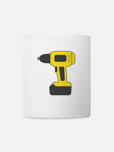 Akku-Akku-Schraubendreher-Bohrer-Logo-Schild - Tasse - Weiß