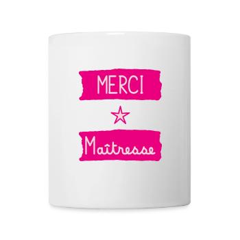 MERCI. MAÎTRESSE. MAÎTRE. MERCI MAÎTRESSE - Mug blanc - blanc - Devant