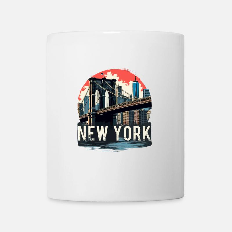 New York – Brooklyn Bridge und Skyline - Tasse - Weiß