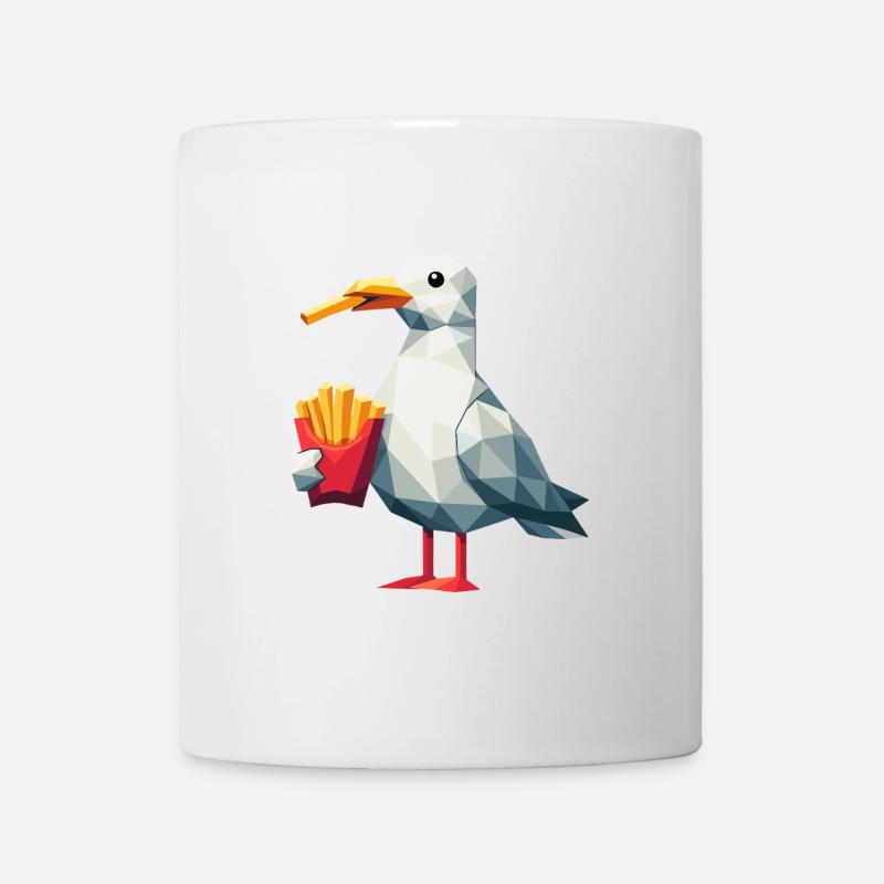 Moin Nordsee Möwe Polygon Pommes Schnabel Essen - Tasse - Weiß